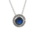 Blue Stone Round Circle Silver Pendant